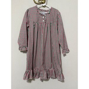 Sweet Dreams Night Gown Girls 8 Red Green Gingham Ruffle Christmas Sleepwear
